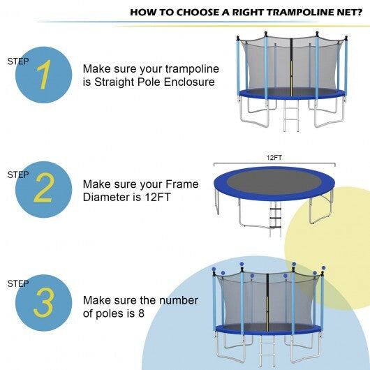 Replacement Weather-Resistant Trampoline Safety Enclosure Net-8 ft