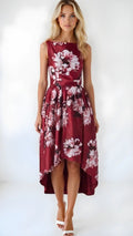 Tahari ASL Women's Mikado High/Low Gown Purple Dark Pink Size 8