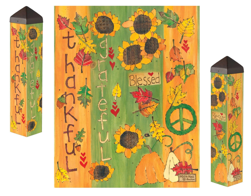 Thankful Grateful Blessed Art Pole 20 Inches