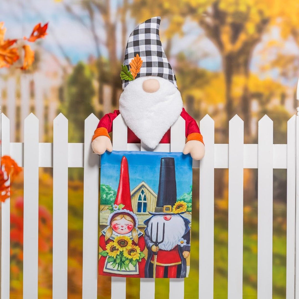 Thanksgiving Gothic Gnomes Garden Flag 2 Sided