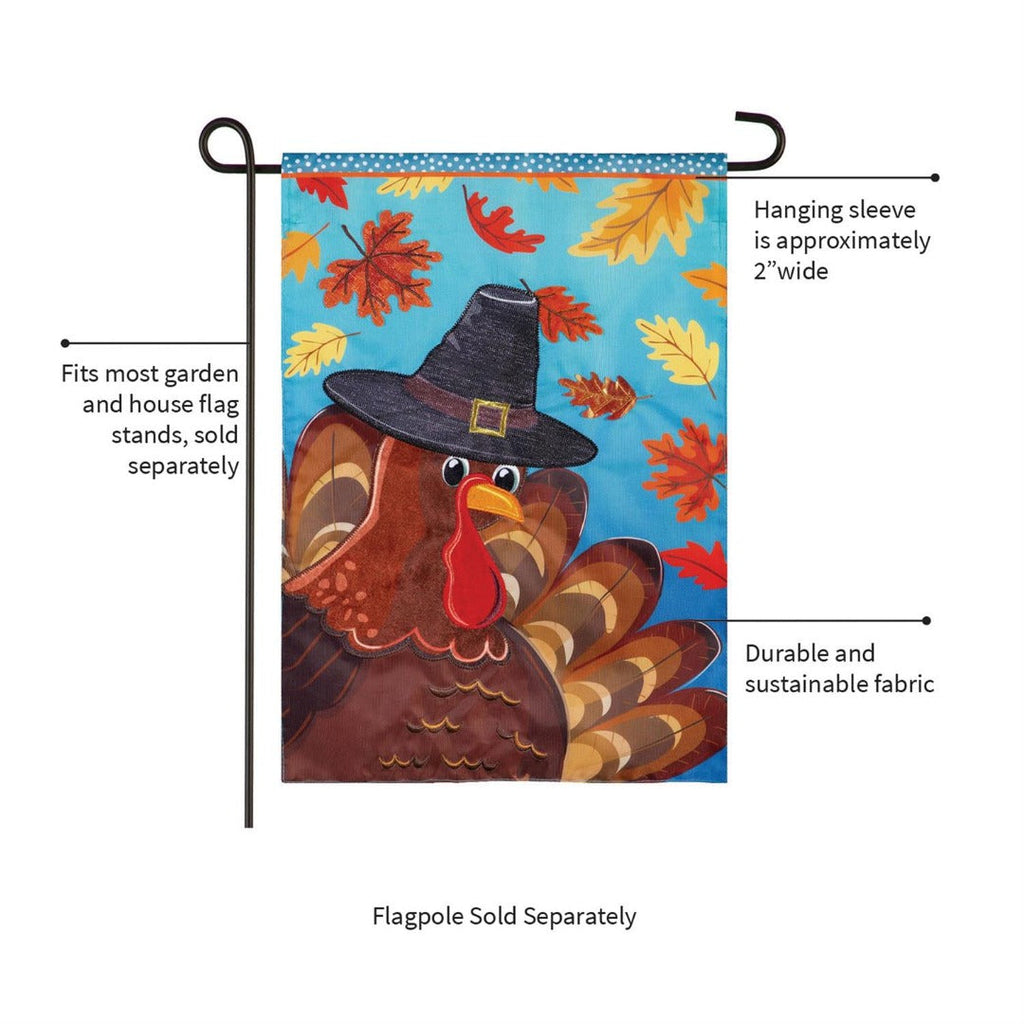 Thanksgiving Turkey Time 2-Sided Applique Garden Flag | 12.5" x 18"