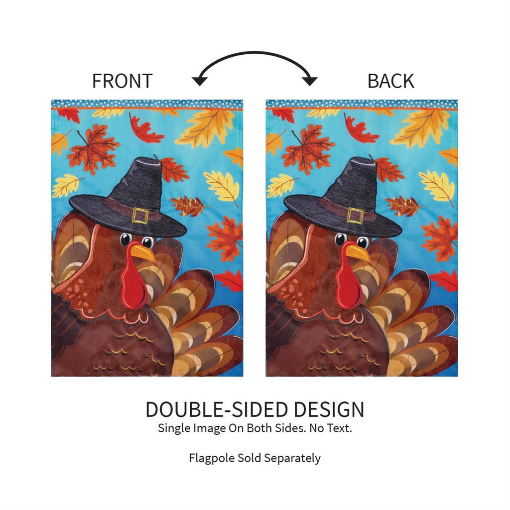 Thanksgiving Turkey Time 2-Sided Applique Garden Flag | 12.5" x 18"