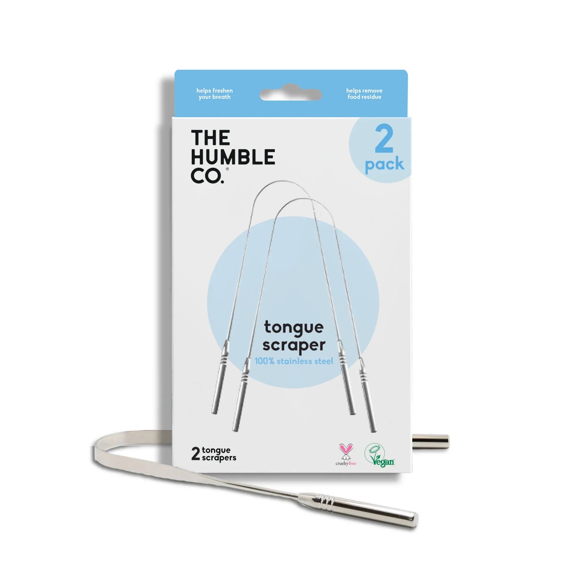 The Humble Co. - Tongue Scraper Steel, 2 Count (Pack of 6) - Oral Hygiene Tool