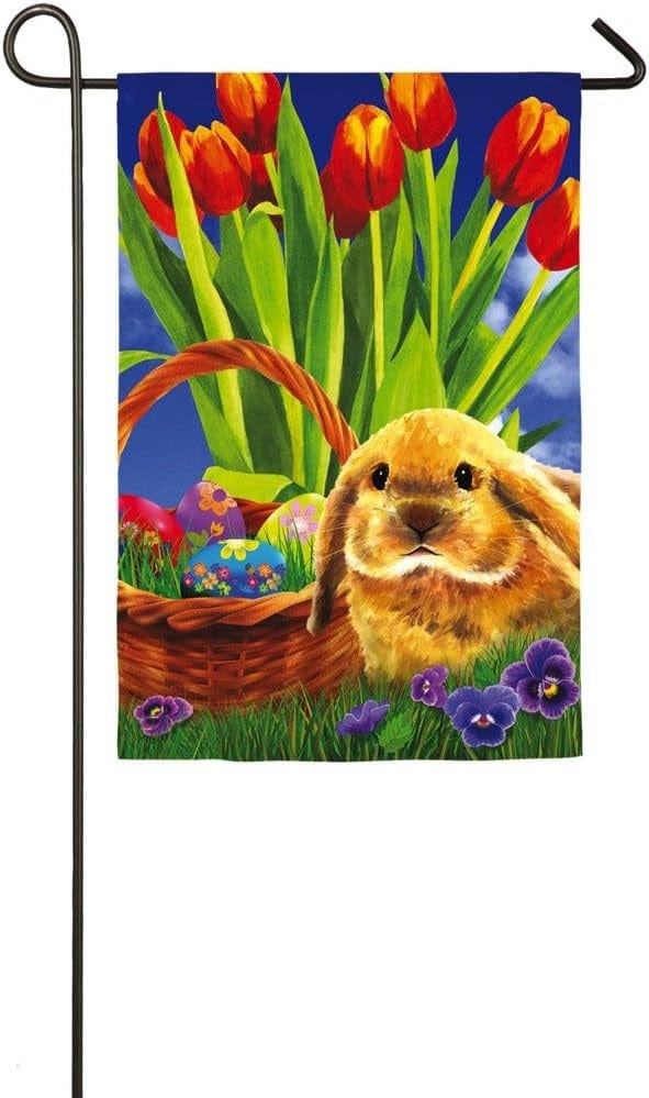 Tulips and Bunny Garden Flag 2 Sided Decorative