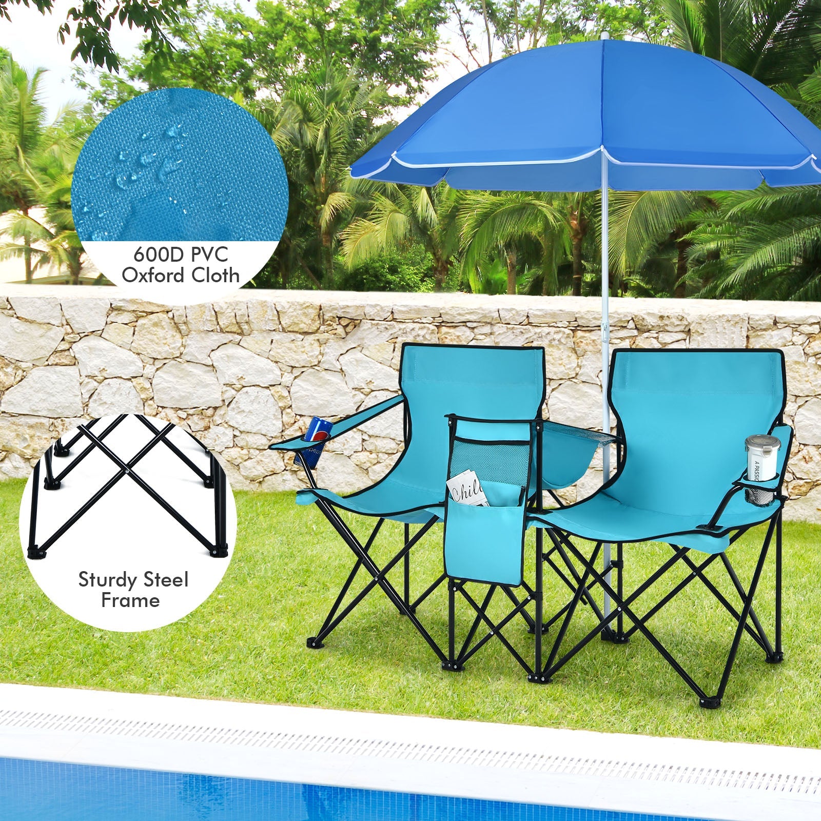 Portable Folding Picnic Double Chair