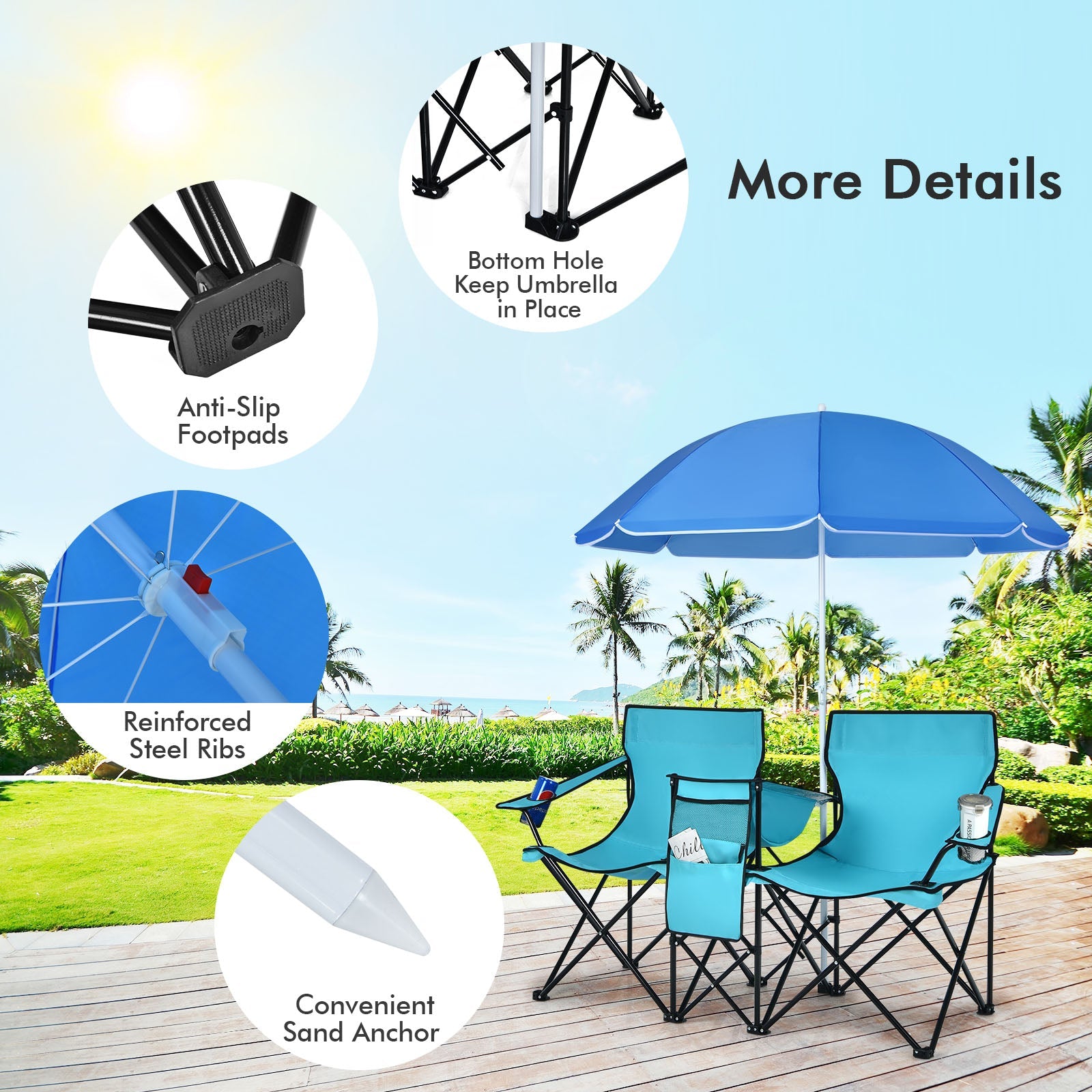 Portable Folding Picnic Double Chair