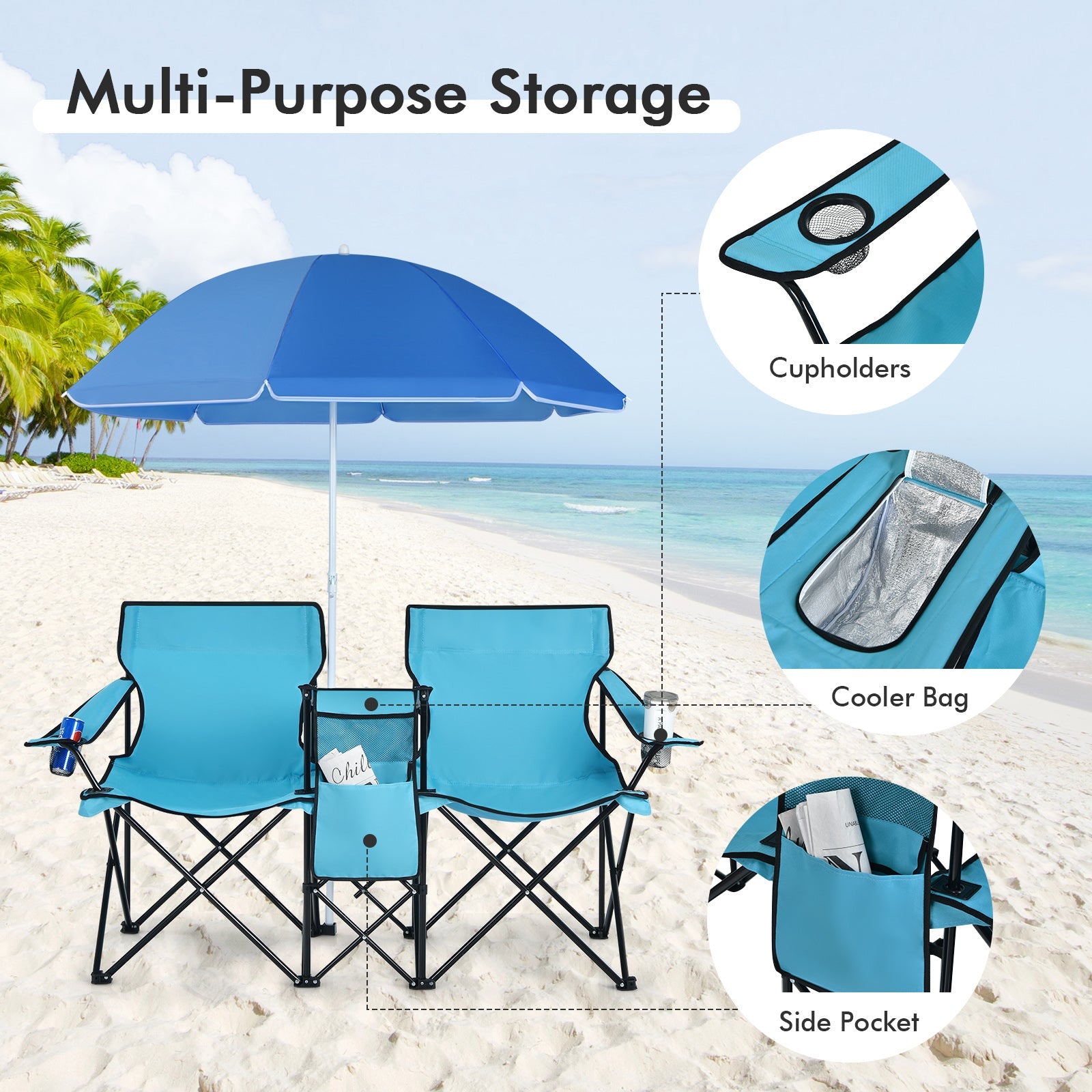 Portable Folding Picnic Double Chair