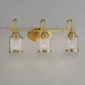 Brushed Gold Vanity Light | 3-Light Contemporary Wall Sconce with Clear Glass Shades — Bathroom, Dining Room & Entryway Fixture