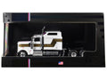 1995 Kenworth W900 Truck Tractor White with Black and Gold Stripes 1/64 Diecast Model by IXO Models