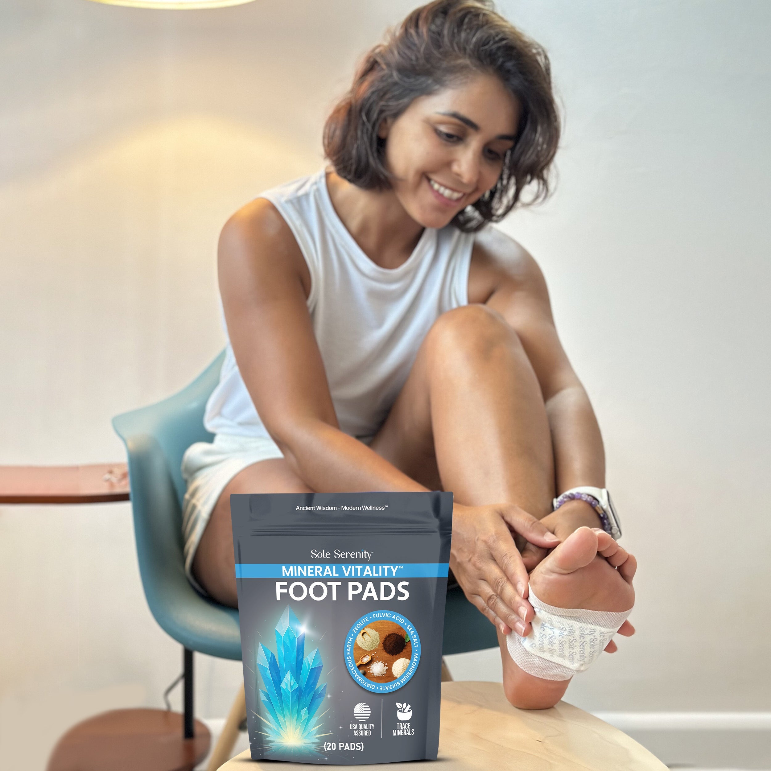 Mineral Vitality Detox Foot Pads with Fulvic Acid, Sea Salt, Magnesium