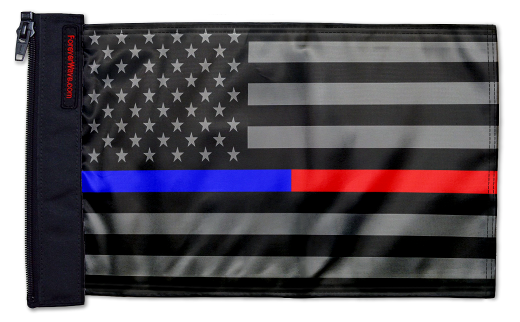 USA Subdued Thin Blue-Red Line 12"x18" Forever Wave Flag for Jeep Wrangler TJ 1996-2006