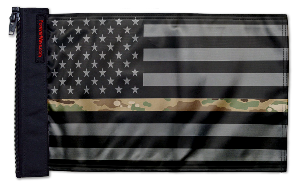 USA Subdued Thin Camo Line 12"x18" Forever Wave Flag for Jeep Wrangler LJ 2003-2006