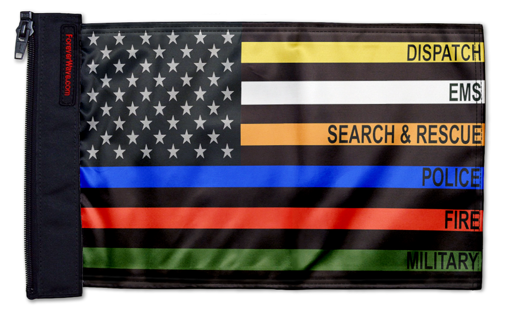 USA Subdued First Responders 12"x18" Forever Wave Flag for Jeep Wrangler YJ 1986-1995