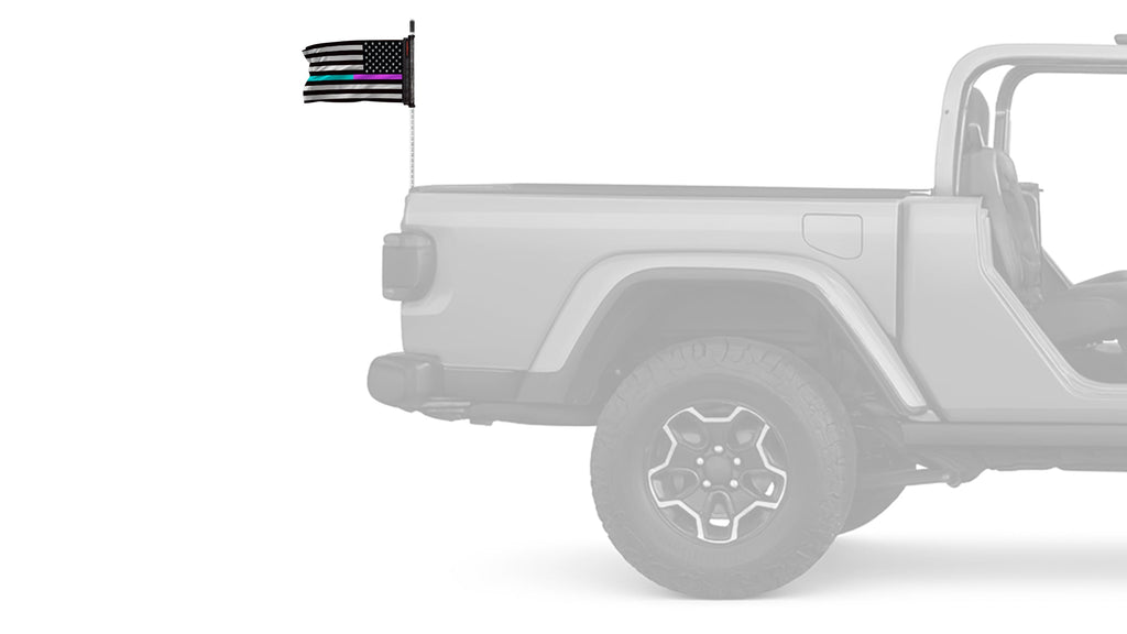 USA Subdued Thin Purple-Teal Line 12"x18" Forever Wave Flag for Jeep Wrangler CJ-7 and CJ-8 1976-1986