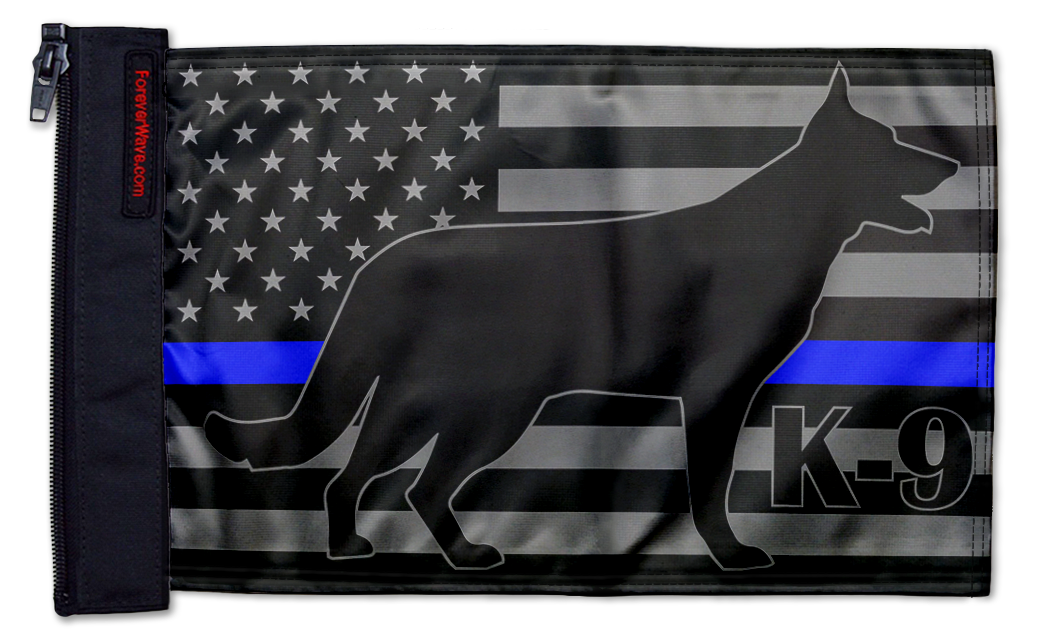USA Subdued Thin Blue Line K9 12"x18" Forever Wave Flag for Jeep Wrangler LJ 2003-2006