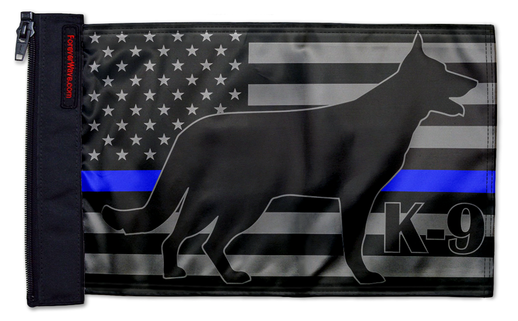 USA Subdued Thin Blue Line K9 12"x18" Forever Wave Flag for Jeep Wrangler JK 2-Door 2007-2018