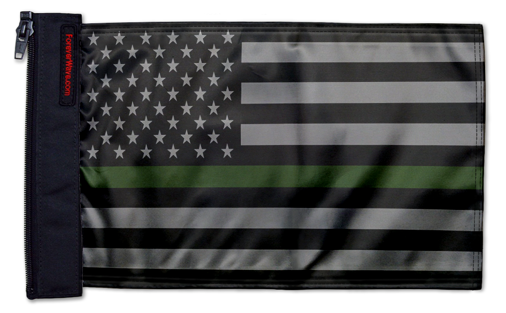 USA Subdued Thin Green Line 12"x18" Forever Wave Flag for Jeep Wrangler JK 2-Door 2007-2018