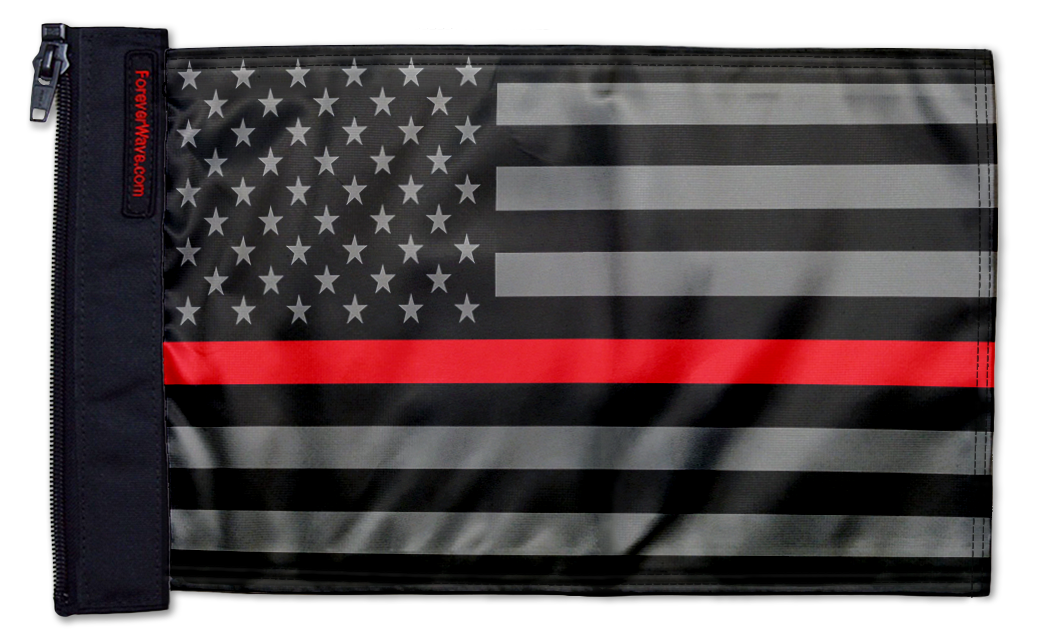 USA Subdued Thin Red Line 12"x18" Forever Wave Flag for Jeep Wrangler CJ-7 and CJ-8 1976-1986