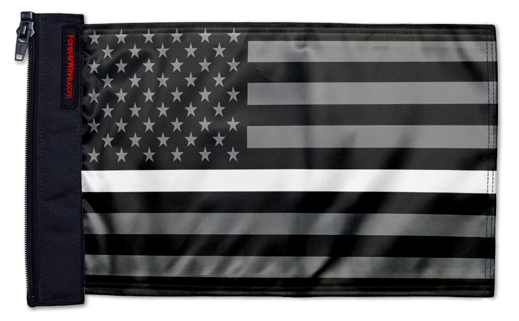 USA Subdued Thin White Line 12"x18" Forever Wave Flag for Jeep Wrangler CJ-7 and CJ-8 1976-1986