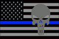 USA Subdued Thin Blue Line Punisher 12"x18" Forever Wave Flag