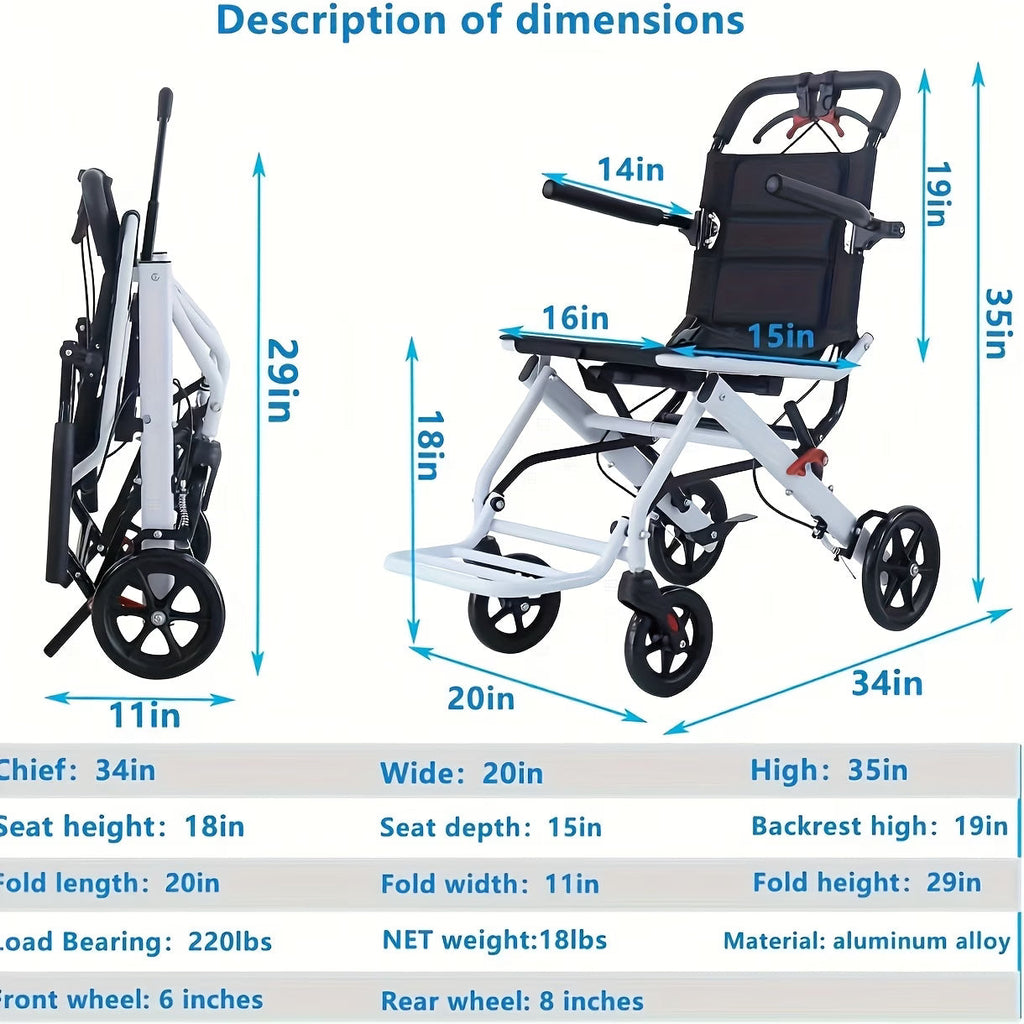 Ultra-light Folding Portable Wheelchair for The Elderly, Portable Wheelchair for Adults And Children