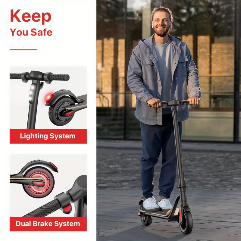 Ultra Lightweight Foldable Electric Scooter, Wood Pedal With 8 Solid Wheels, 7.8AH Battery Supports