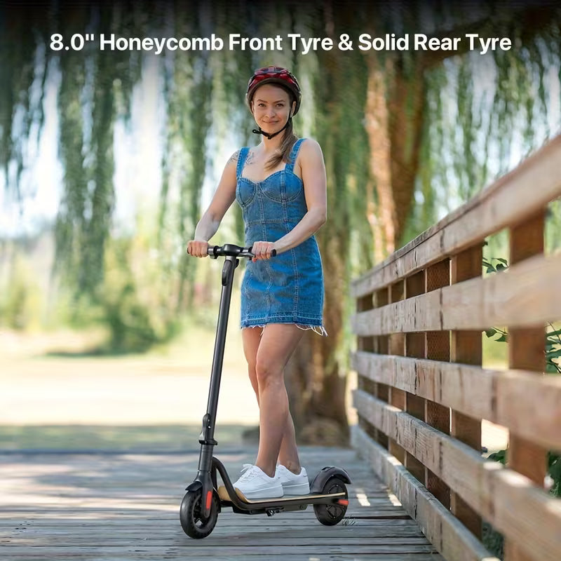 Ultra Lightweight Foldable Electric Scooter, Wood Pedal With 8 Solid Wheels, 7.8AH Battery Supports