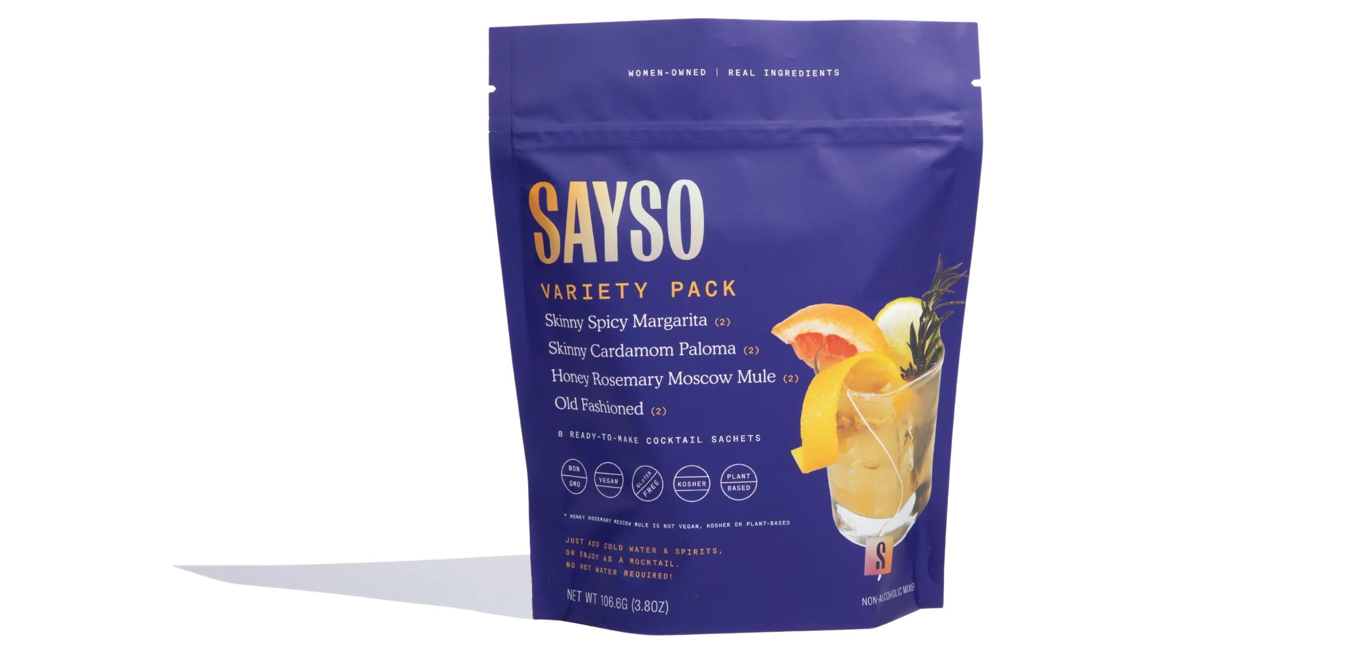 Sayso - Cocktail Mix Skinny Cardamom Plum, 4.62 oz (Case of 6) - Gluten-Free Drink Mixers