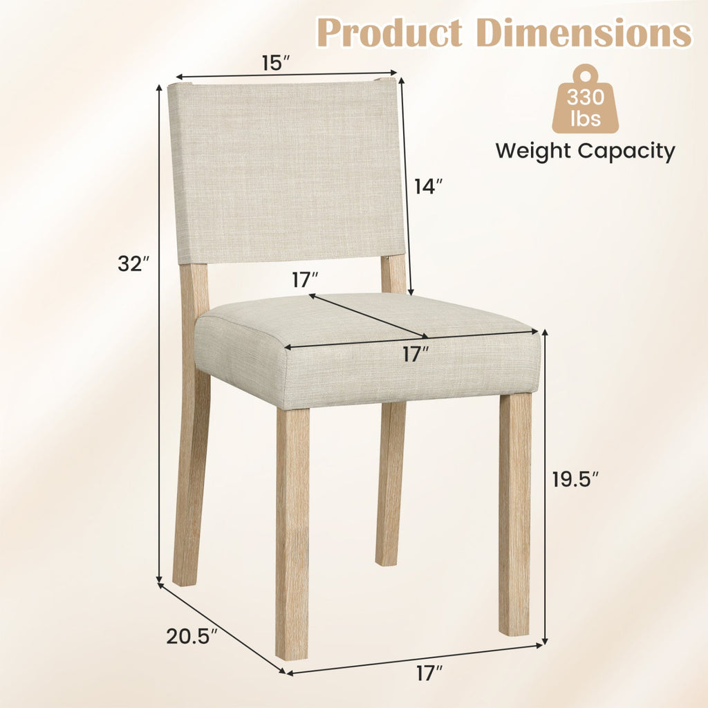 Upholstered Dining Chairs Set of 2 with Rubber Wood Legs