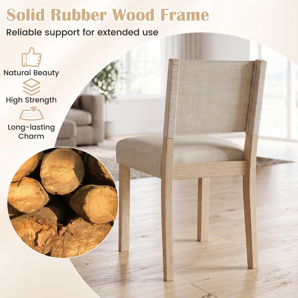 Upholstered Dining Chairs Set of 2 with Rubber Wood Legs