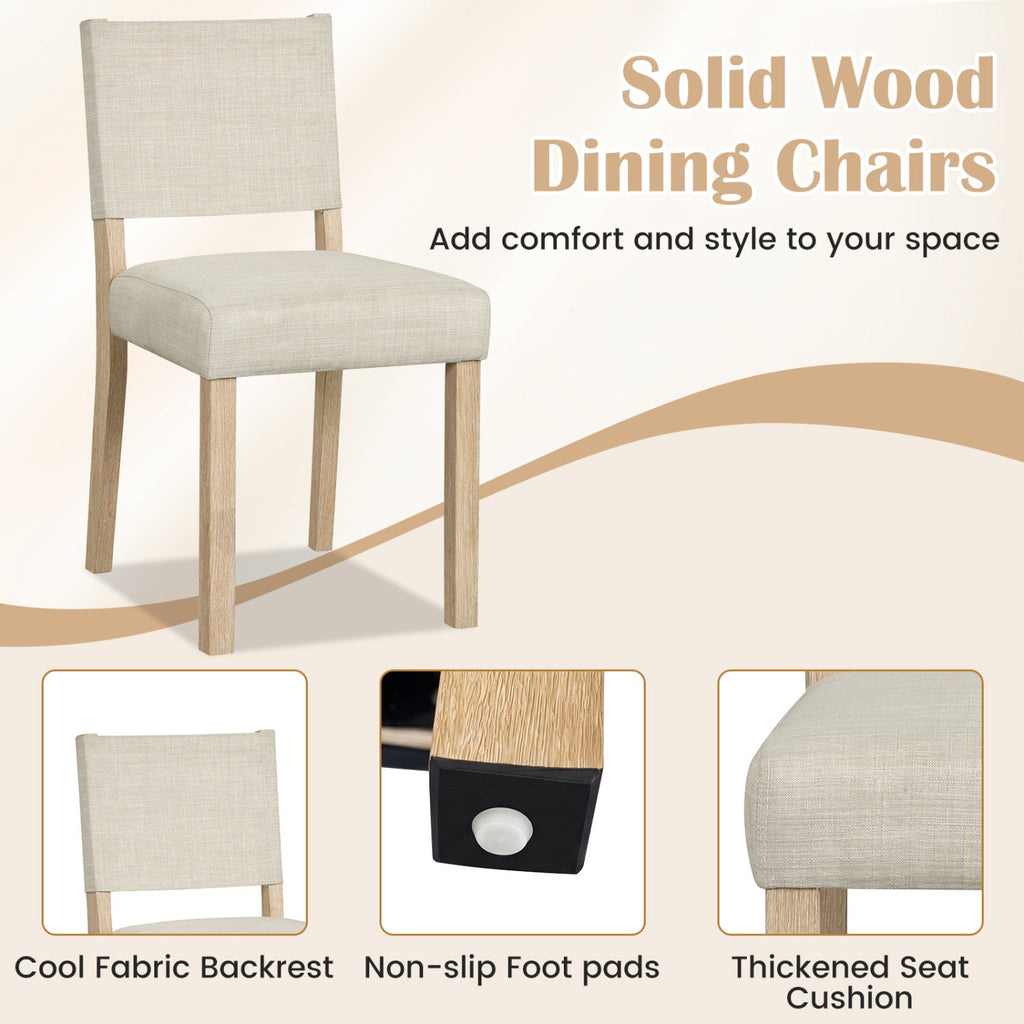Upholstered Dining Chairs Set of 2 with Rubber Wood Legs