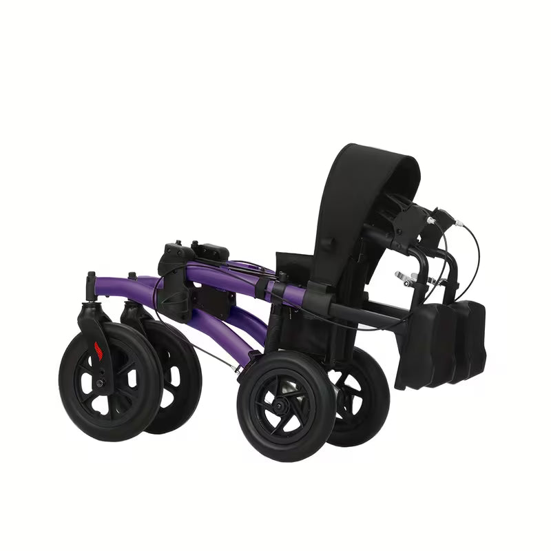 Upright Rollator Walkers for Seniors Stand Up Aluminium Tall Walker Light Weight for Rolling Mobility Walking Aids Light Purple