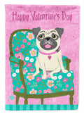 Happy Valentine's Day Pug Garden Flag Mailbox Decorative Yard Banner Outside Patio Artwork for Flower Beds, Garden Size, Multicolor
