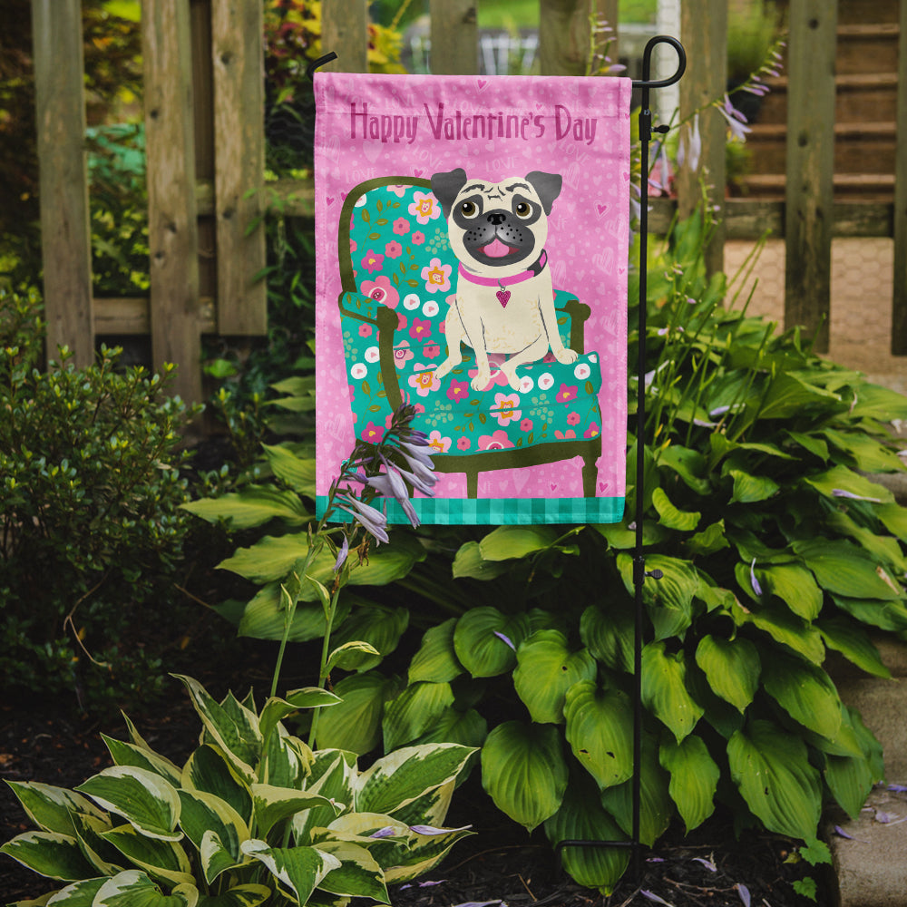 Happy Valentine's Day Pug Garden Flag Mailbox Decorative Yard Banner Outside Patio Artwork for Flower Beds, Garden Size, Multicolor