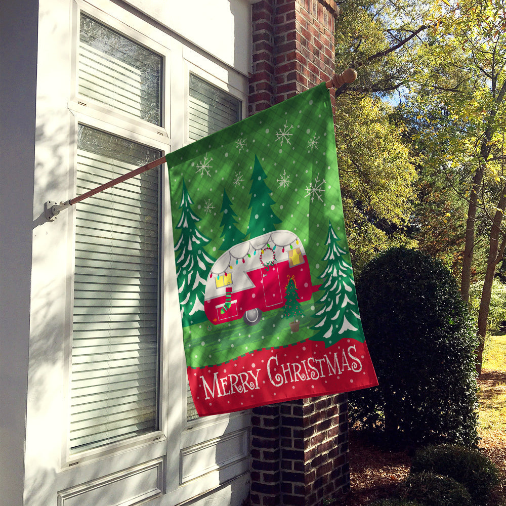 Christmas Vintage Glamping Trailer House Flag 28x40 Porch Sleeve Pole Decorative Outside Yard Banner Artwork Wall Hanging, Polyester
