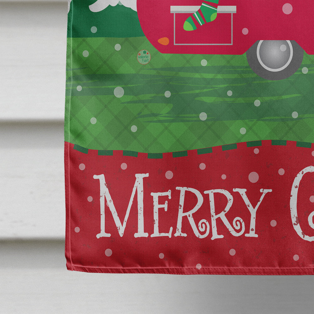 Christmas Vintage Glamping Trailer House Flag 28x40 Porch Sleeve Pole Decorative Outside Yard Banner Artwork Wall Hanging, Polyester