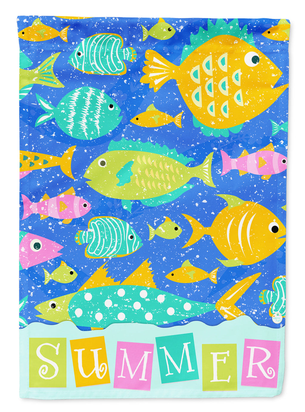 Little Colorful Fishes House Flag 28x40 Porch Sleeve Pole Decorative Outside Yard Banner Artwork Wall Hanging, Polyester