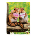 Valentine Chipmunks 2 Sided Garden Flag