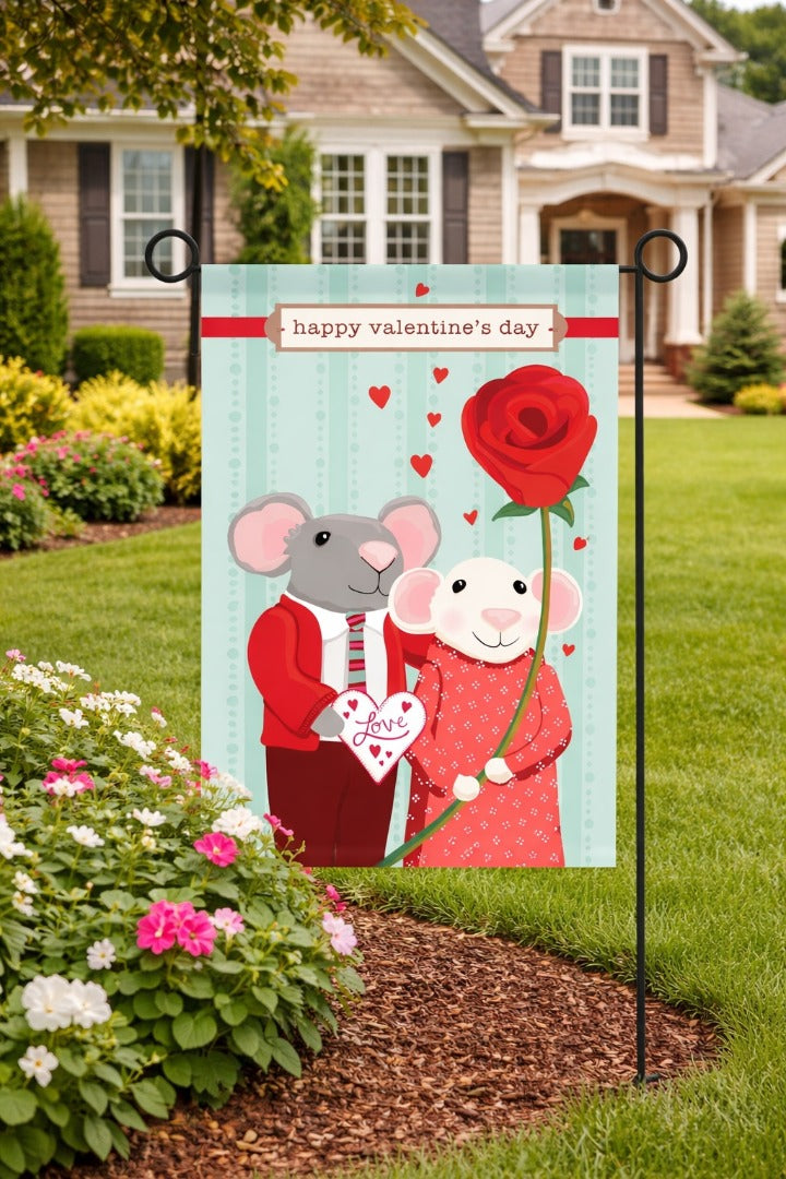 Valentine's Day Date 2 Sided Garden Flag