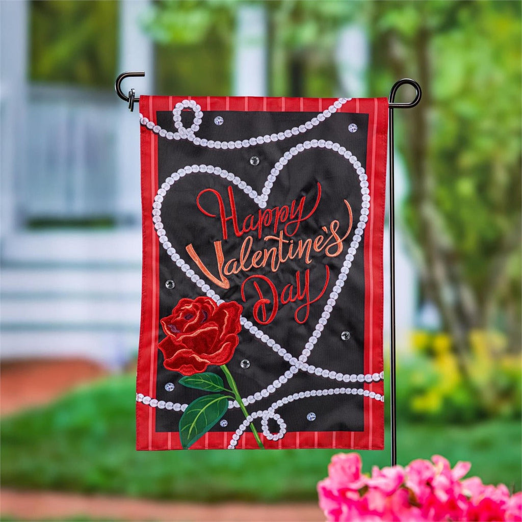 Valentine's Day Pearls 2 Sided Garden Flag