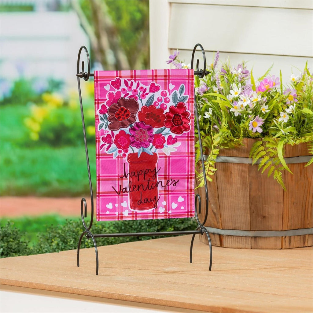 Valentine's Day Plaid 2 Sided Garden Flag