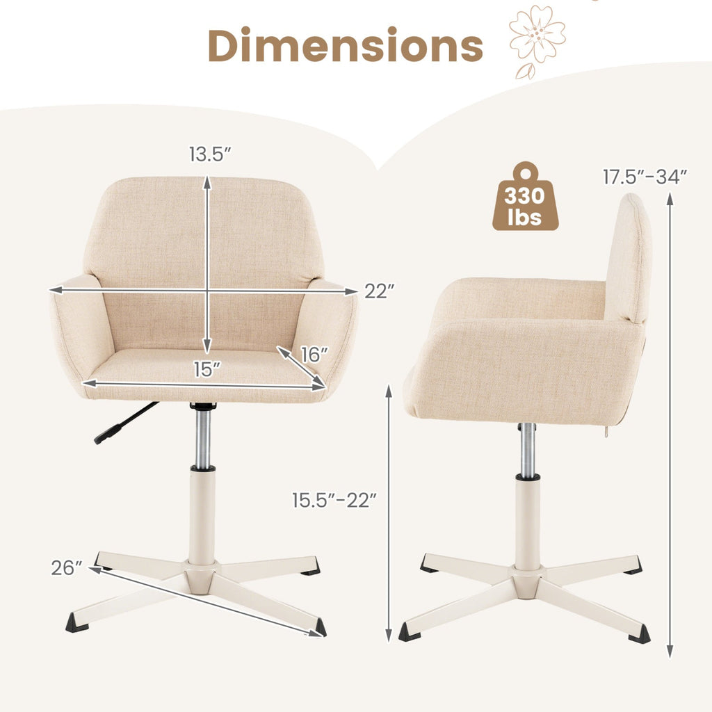 Swivel Vanity Chair with Adjustable Height and Back Support