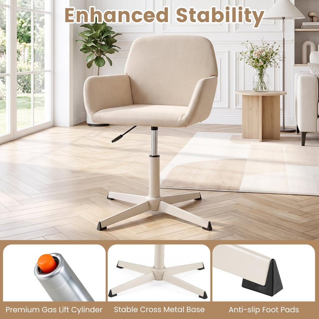 Swivel Vanity Chair with Adjustable Height and Back Support