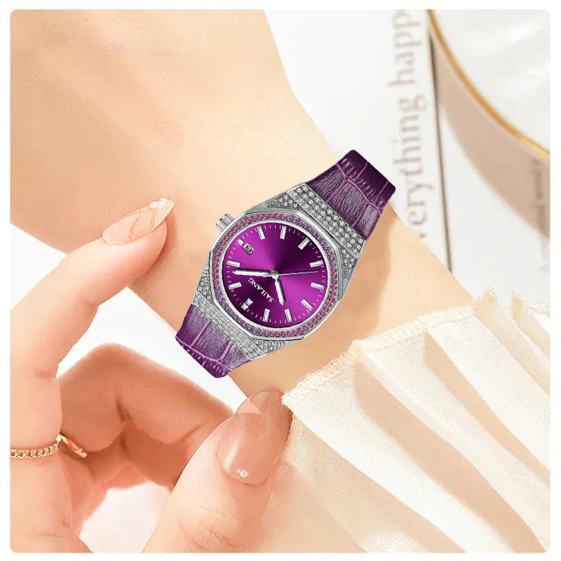 Violet Luxury Diamond Women’s Watch | Waterproof Luminous Wristwatch