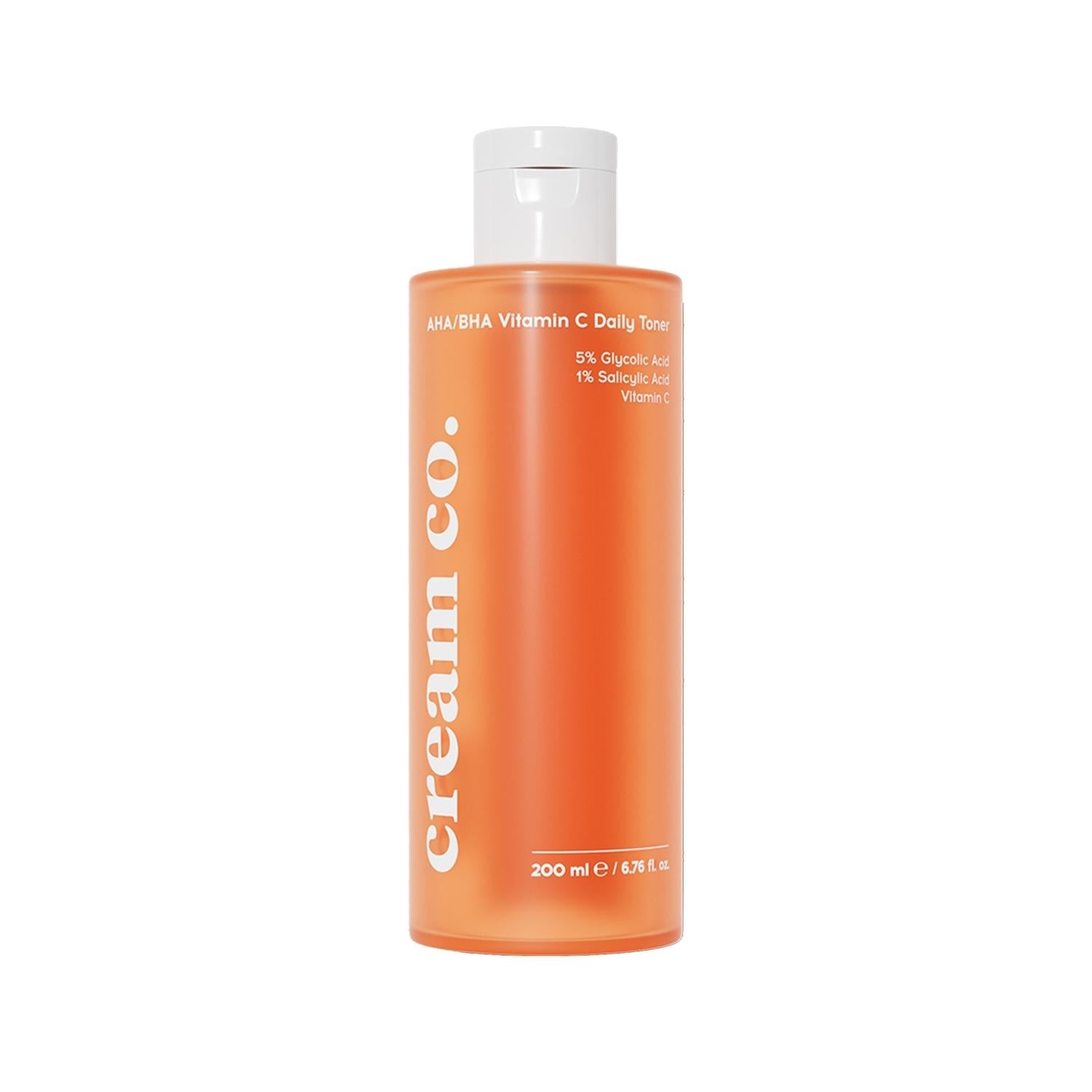 Cream Co. Vitamin C Daily Toner - Brightening, Exfoliating Toner for Daily Skincare with AHA, BHA & 5% Glycolic Acid - 200ml