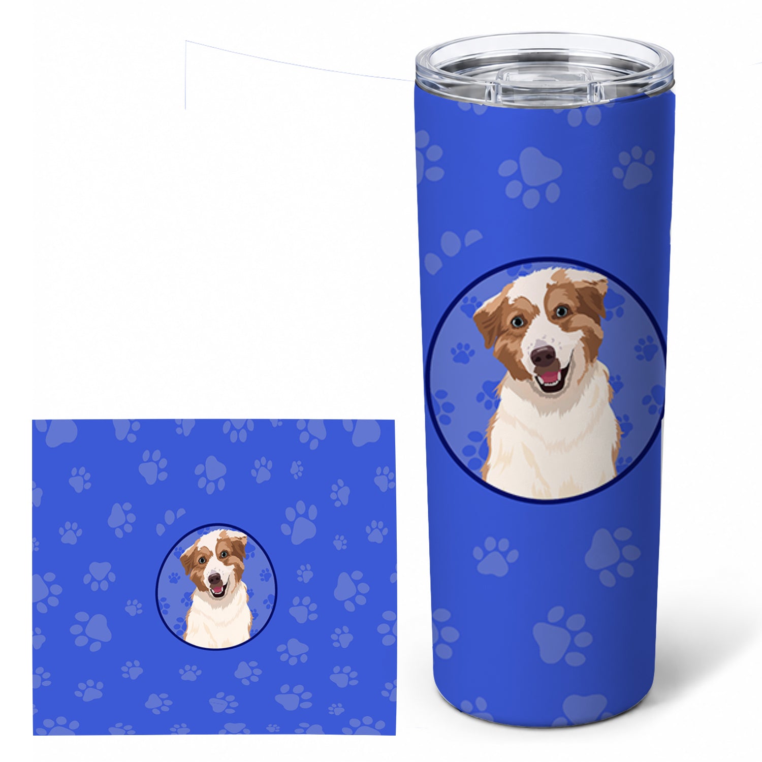 Australian Shepherd Red and White #1  Stainless Steel Skinny Tumbler 20 oz Vacuum Double Walled Reusable Insulated Travel Cup