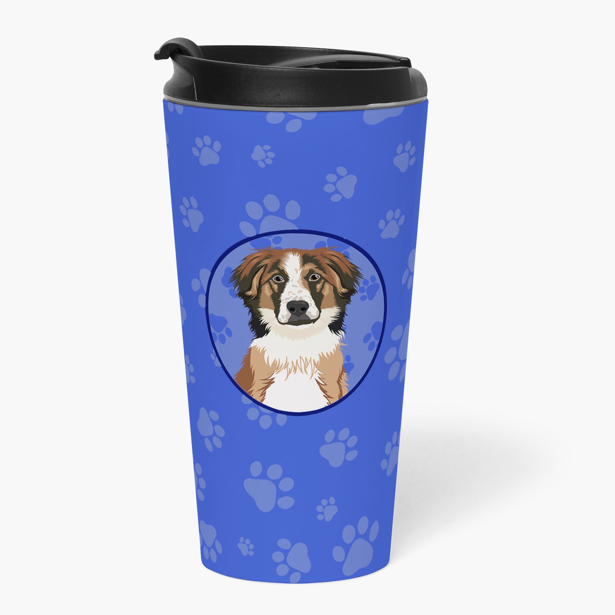 Australian Shepherd Red Tricolor #1 Stainless Steel 16 oz Tumbler Blue Insulated Tumbler with Lid, Cute Travel Cup for Coffee, Cocktails, Gift Men, Dad, Women, Mother