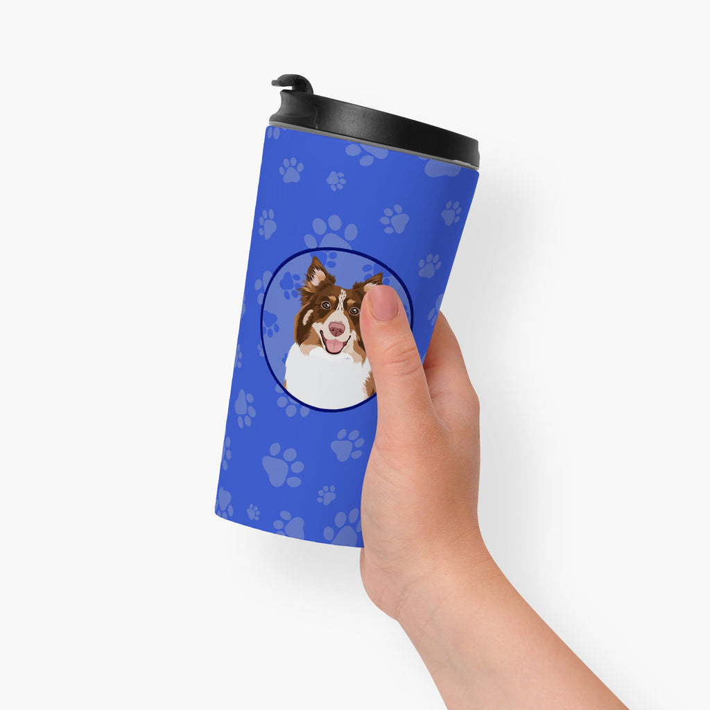 Australian Shepherd Red Tricolor #2 Stainless Steel 16 oz Tumbler Blue Insulated Tumbler with Lid, Cute Travel Cup for Coffee, Cocktails, Gift Men, Dad, Women, Mother