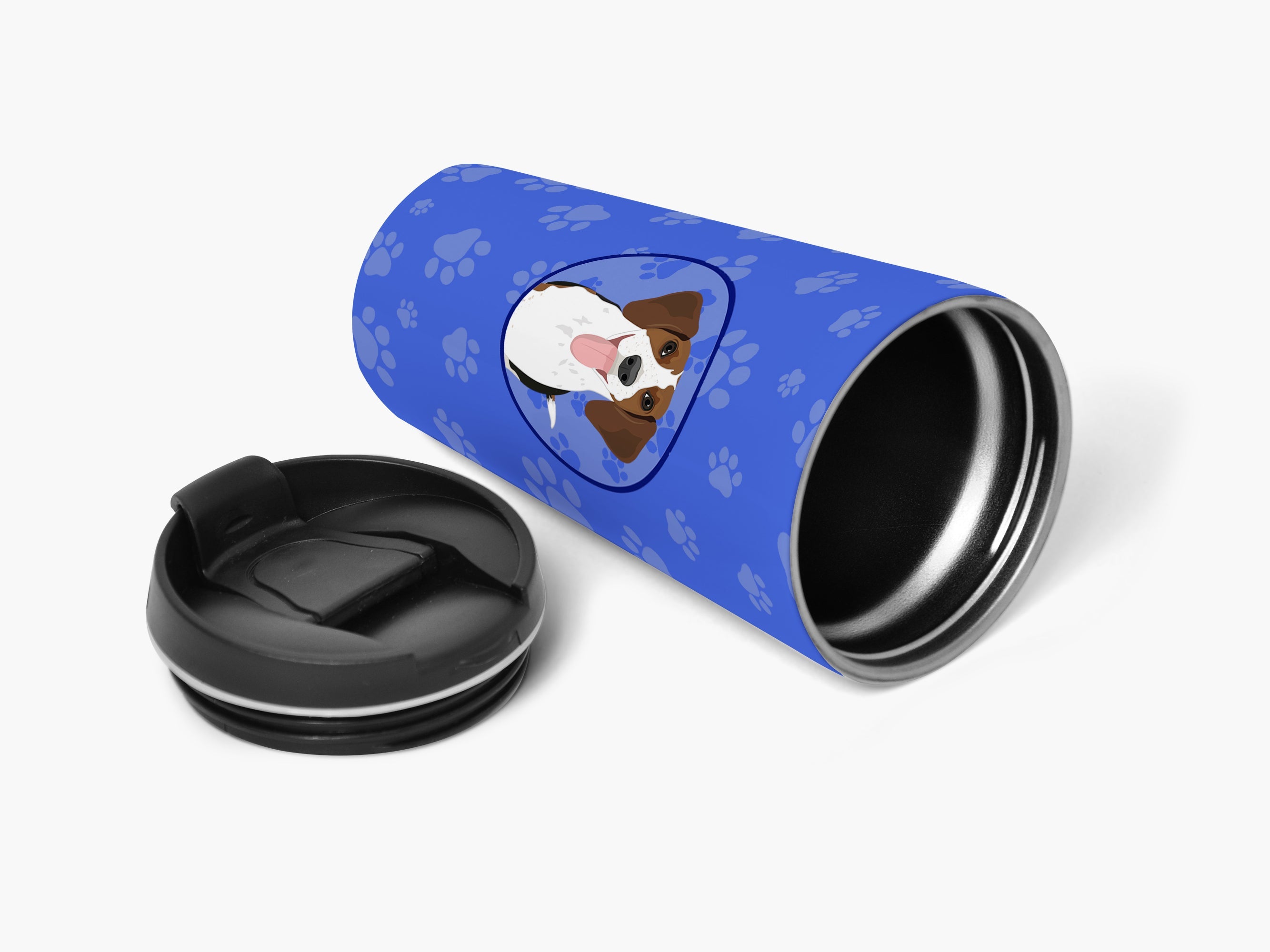 Beagle Tricolor Red Ticked #3 Stainless Steel 16 oz Tumbler Blue Insulated Tumbler with Lid, Cute Travel Cup for Coffee, Cocktails, Gift Men, Dad, Women, Mother