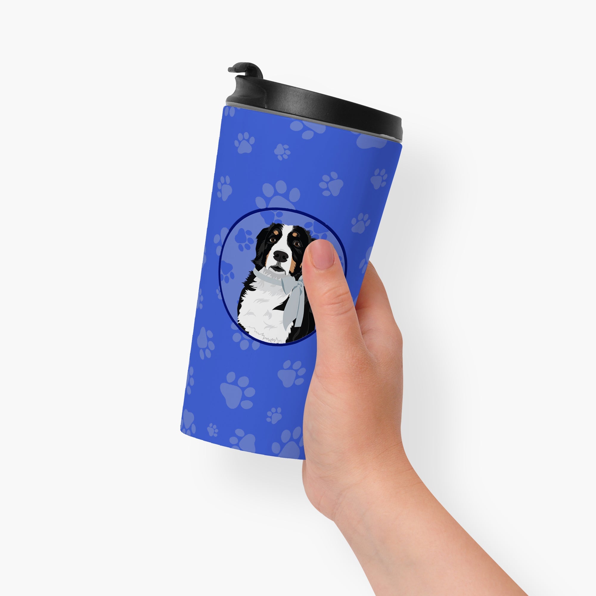 Bernese Mountain Dog #3 Stainless Steel 16 oz Tumbler Blue Insulated Tumbler with Lid, Cute Travel Cup for Coffee, Cocktails, Gift Men, Dad, Women, Mother
